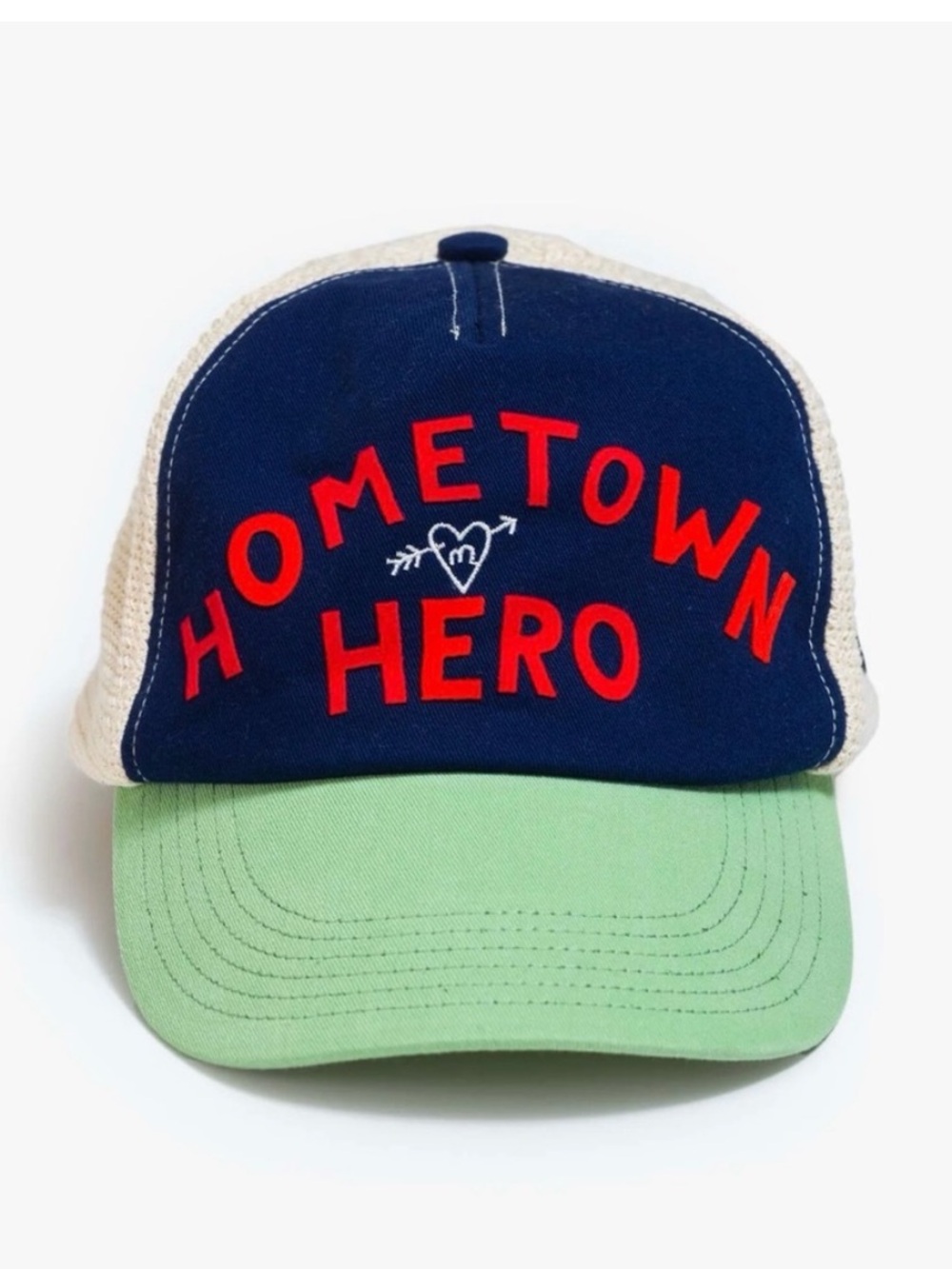 MOTHER HOMETOWN HERO BASEBALL TRUCKER HAT BLUE GREEN IVORY KNIT